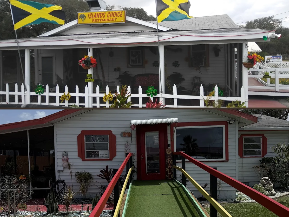 Colorful Jamaican dishes on a table.